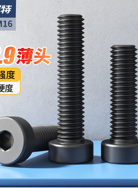 薄头12.9级高强度内六角螺丝钉矮头六角螺栓M4M5M6M8M10M12M14M16