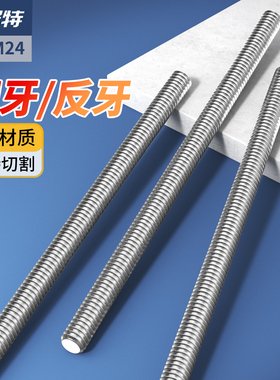 304不锈钢反牙螺丝杆250mm细牙牙条全螺纹左牙螺杆左旋通丝M4-M24