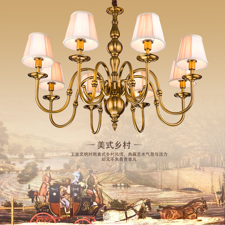 点点光美式简约创意奢华大气时尚客厅餐厅卧室会所金古铜铁艺吊灯