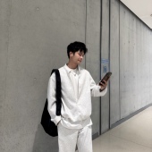 飞型记灰色卫衣套装 宽松通勤上衣流行潮 两件套韩版 男2025秋季 新款