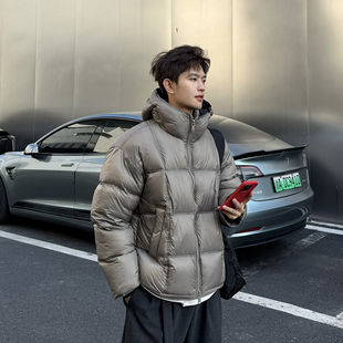 飞型记高充绒泡芙感连帽短款羽绒服男冬季加厚保暖90白鸭绒面包服
