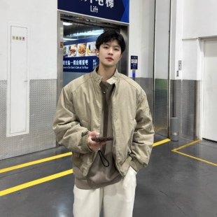 飞型记90白鸭绒立领洗水巴恩风夹克羽绒服冬季保暖飞行员工装外套