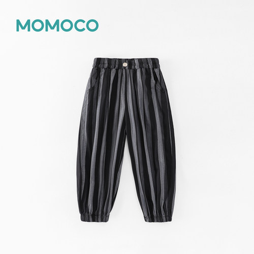 MOMOCO夏季童装潮流黑色条纹防蚊宽松裤78230381005