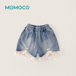 MOMOCO女童夏季新款韩版洋气立体蝴蝶结牛仔裤78630352001