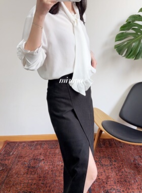 设计师INT 18姆米真丝砂洗 飘带纸片人显瘦真丝衬衫