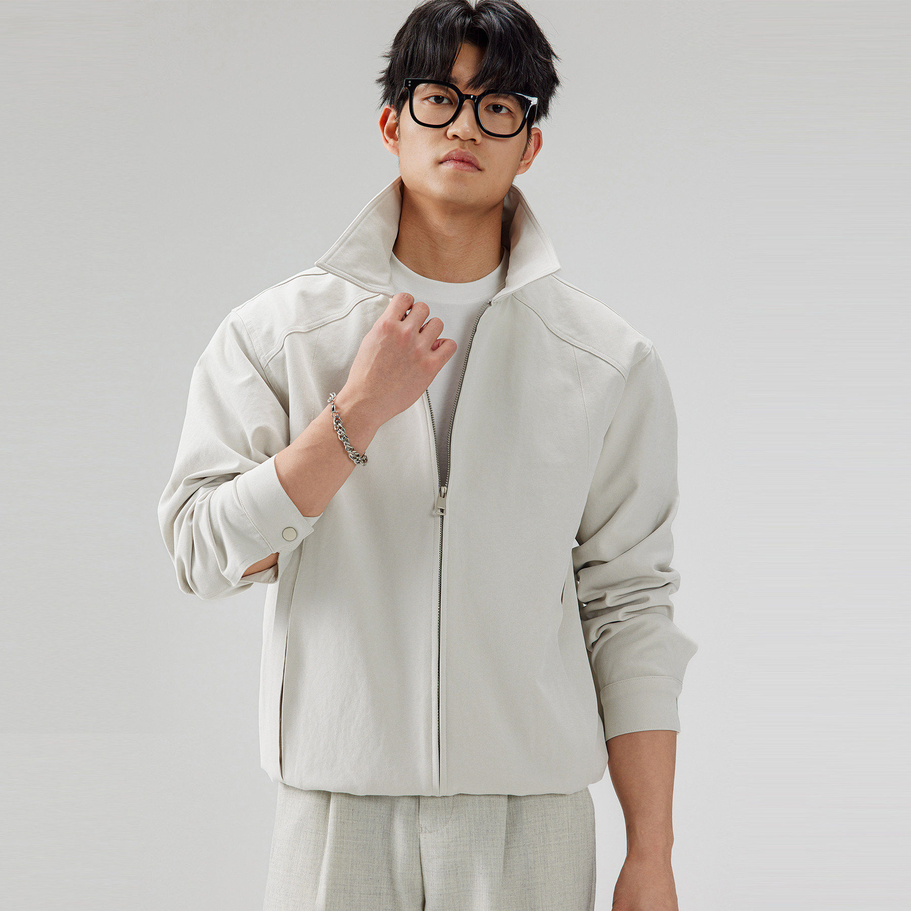 春季美式哈灵顿薄款运动夹克男立领拉链通勤防风休闲外套