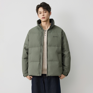 美式复古新国标90白鸭绒冬季羽绒服男潮牌立领面包服休闲外套男款