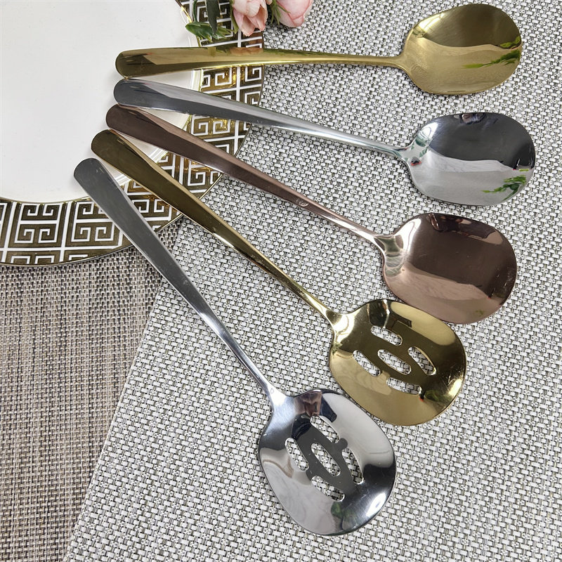 304不锈钢分餐匙公用漏勺家用分菜勺酒店餐厅鱼勺自助长柄铲公勺,餐饮具,西餐勺,淘宝优惠券,粉丝福利购,淘宝优惠卷