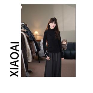 F209 2025秋冬刺绣纯色显瘦T恤 XIAOAI 加厚加绒