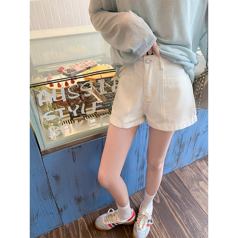 曾小咸白色百搭休闲直筒