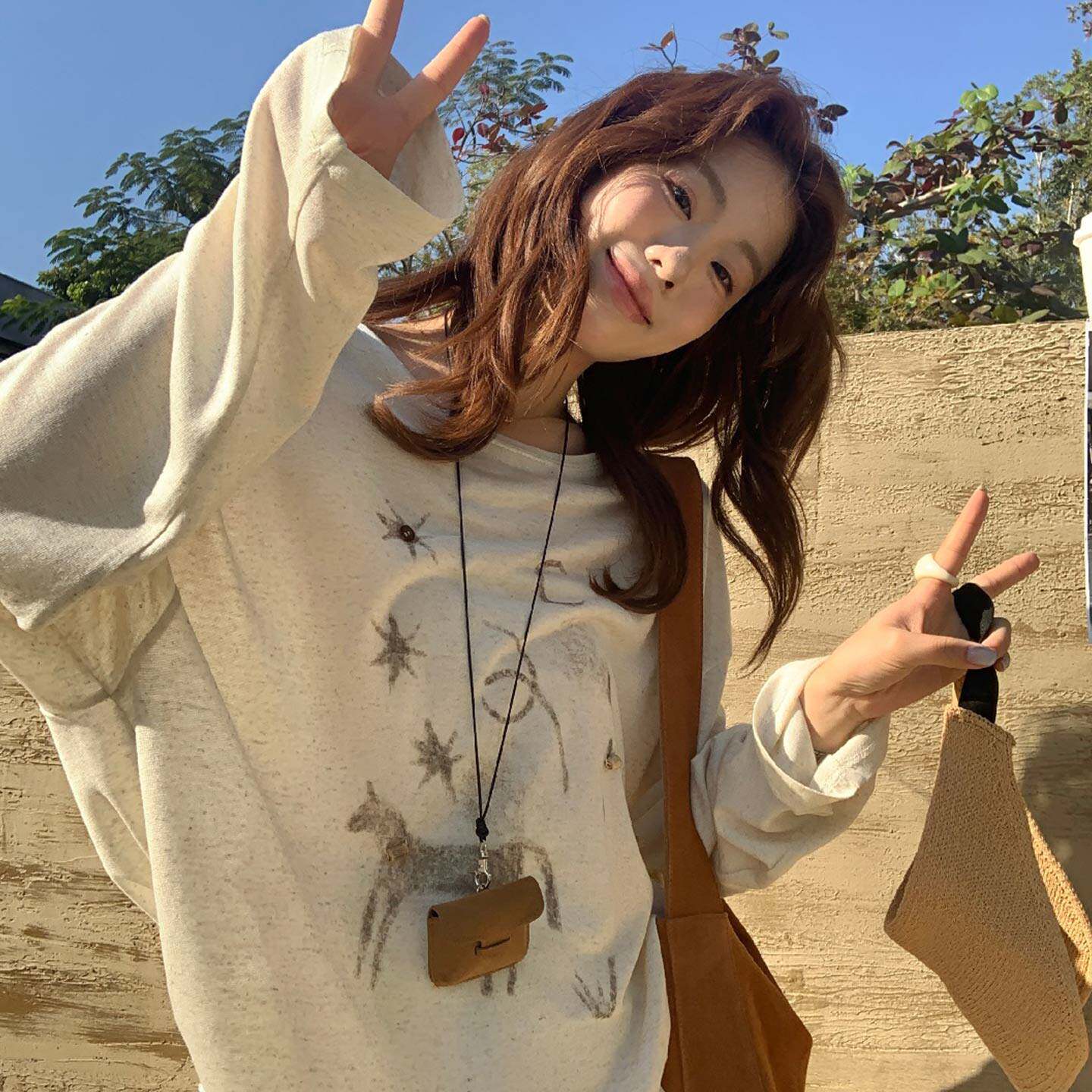 龙妹薄款防晒长袖T恤女外穿2026夏季新款绝美罩衫宽松上衣打底衫