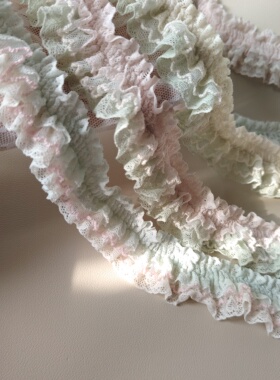 3层梦幻治愈系～狗牙蕾丝缩折花边DIY娃衣L裙发饰卡砖吧唧辅料3.5