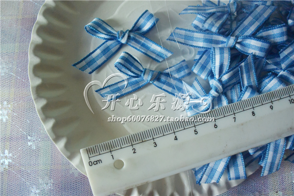10-100个蓝白格子带手打蝴蝶结