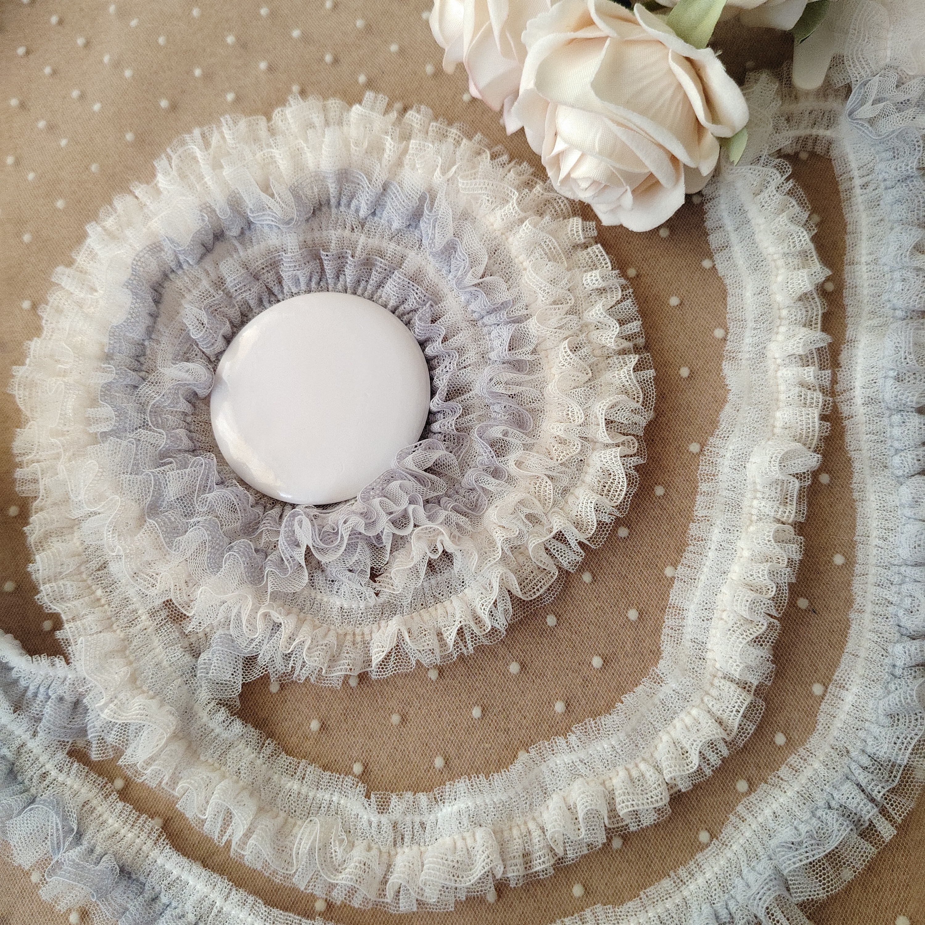 重工定制3层～恬淡风系～千层蛋糕唯美双拼色蓬蓬裙花边高档辅料