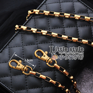 肩带7mm长方扣古金 茶金链条斜跨 复古做旧怀旧色箱包链条包带R