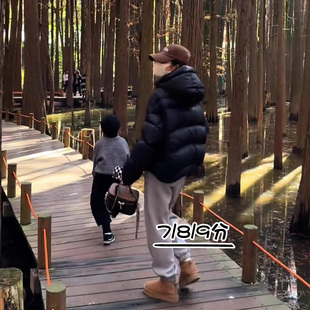 145小个子灰色灯笼裤女秋冬新款八分裤加绒束脚运动裤七分卫裤xxs