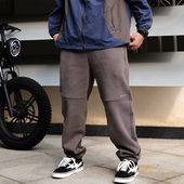 Masterape新款 秋冬国潮拼接宽松休闲纯棉加绒保暖小刺绣卫裤