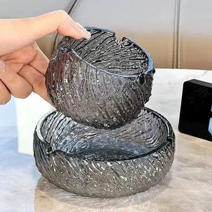 创意大容量办公烟缸 轻奢烟灰缸家用商务高颜值玻璃烟灰缸耐脏时尚