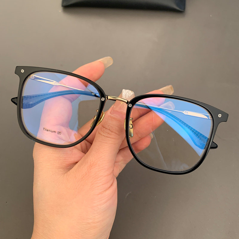 马吉他个性眼镜框架新品纯钛超轻方形大框板材素颜黑框男女近视镜