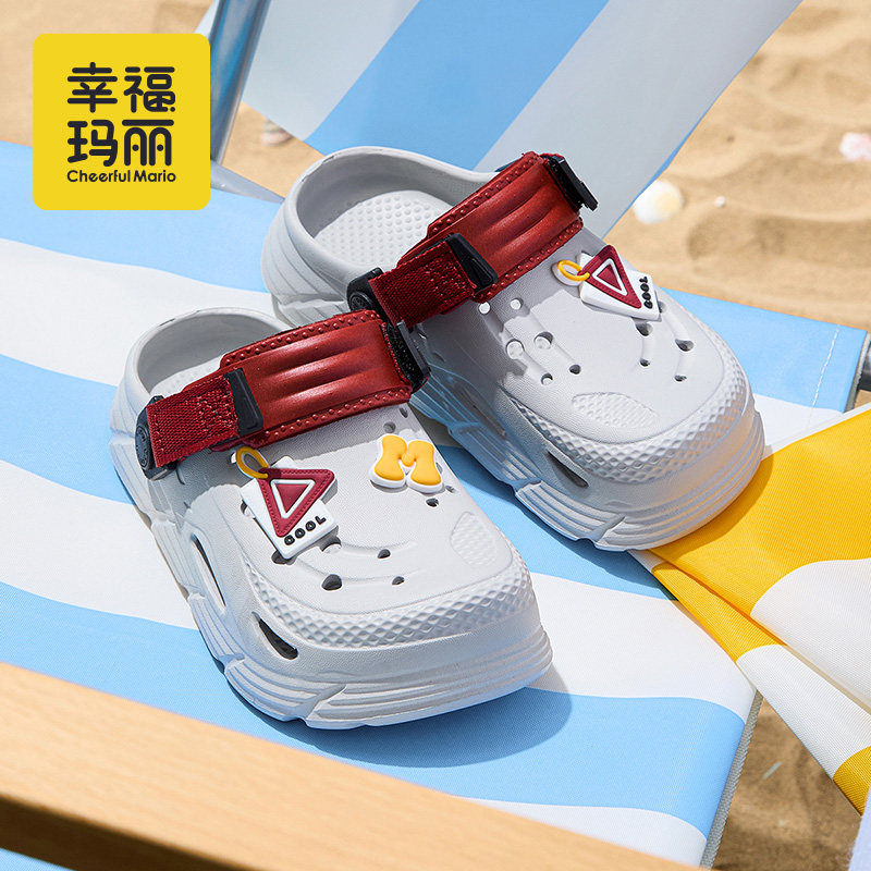 儿童洞洞鞋男孩拖鞋夏季男童小孩浴室沙滩透气凉拖软底洗澡鞋外穿
