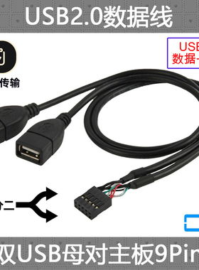 辰阳 台式机内置双口延长线 主板9Pin转USB2.0两口扩展线  50cm