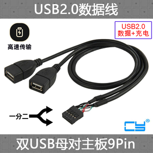 主板9Pin转USB2.0两口扩展线 辰阳 台式 机内置双口延长线 50cm