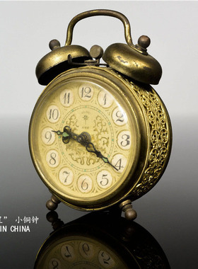 古董北极星全铜闹钟轻奢黄铜座钟