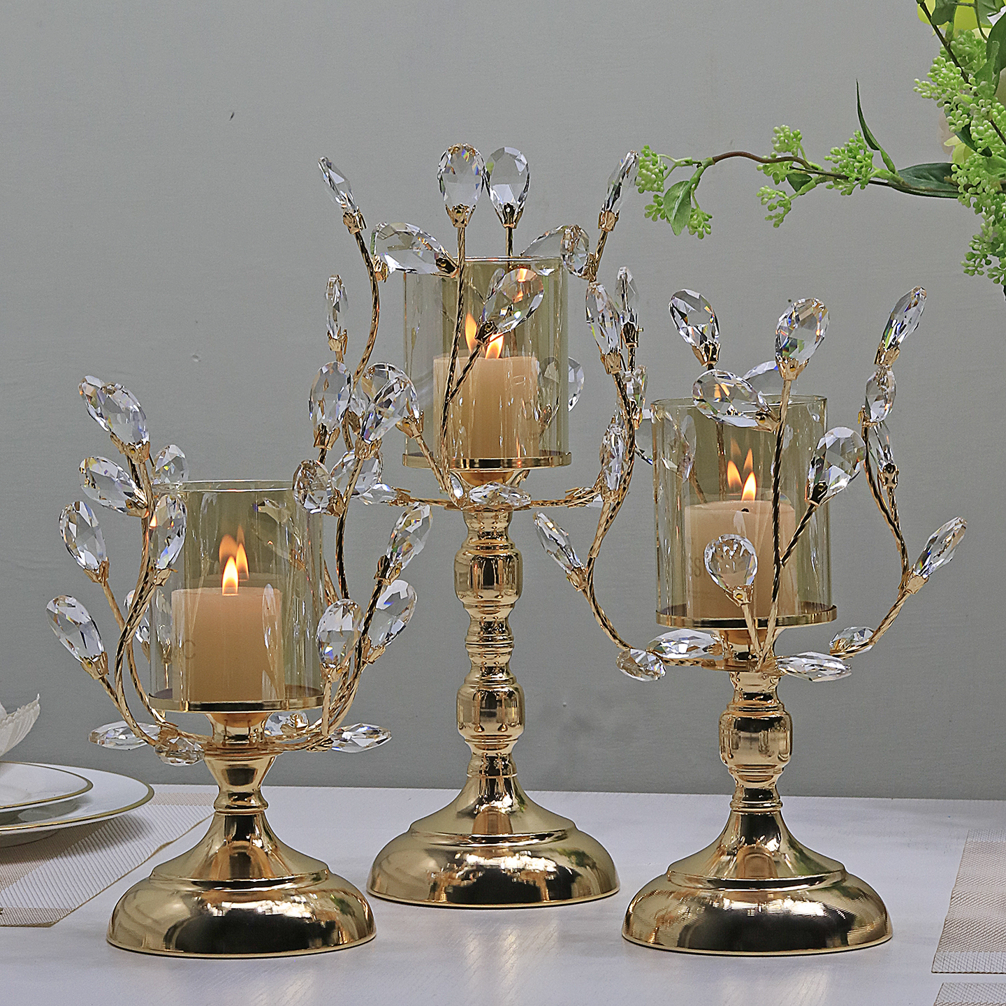 轻奢水晶烛台摆件香薰蜡烛台