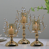 浪漫餐桌烛光晚餐道具装 轻奢水晶烛台摆件香薰蜡烛台简约式 欧式 饰