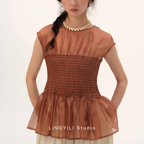 LINGYILI 2026夏系列 流光溢彩司马克设计小衫