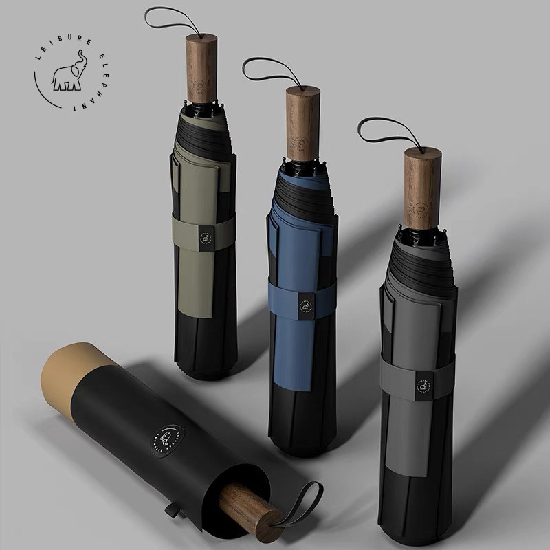 个性创意异形加长拼接木柄折叠不湿身背包伞偏心防风轻便商务雨伞