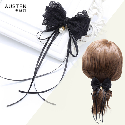 新款发夹少女气质蕾丝蝴蝶结