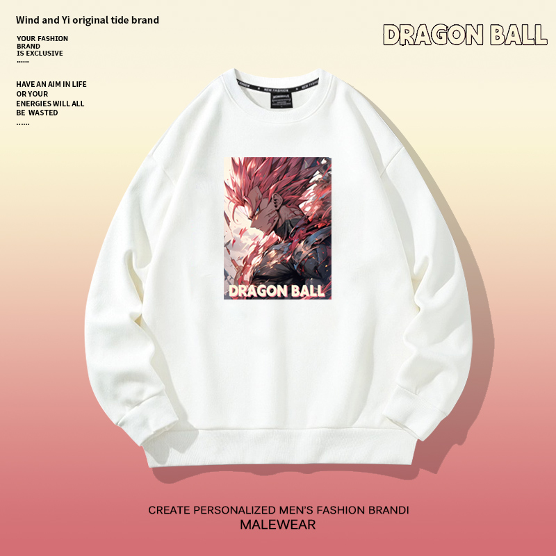 七龙珠联名卫衣男士圆领潮牌加绒加厚外套动漫悟空周边cos长袖T恤
