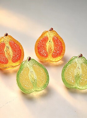卡通立体透色柚子发夹手机壳鞋扣钥匙扣吊坠配饰diy树脂配件饰品