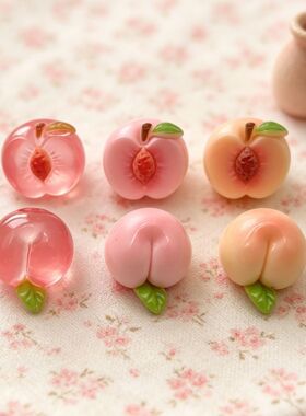 微景观水蜜桃水果模型树脂食玩工艺品摆件钥匙扣挂件DIY饰品配件