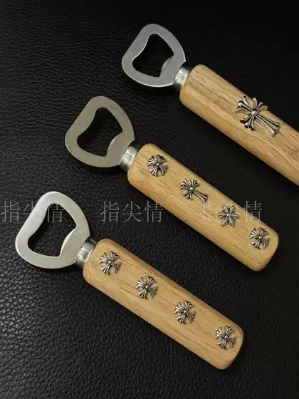 Wooden Handle Stainless Steel Bottle Opener for Beer and Soda, Vintage Creative Minimalist Stylish Personal Design for Home