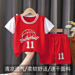 兒童籃球服套裝 套裝 女童背心兩件套寶寶運(yùn)動(dòng)套裝 男童速干衣夏季