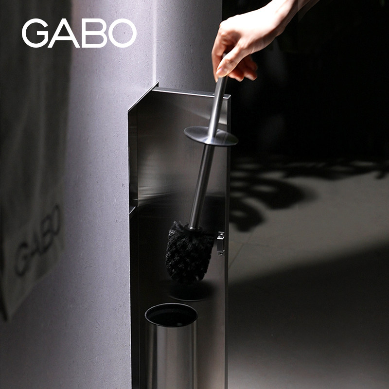 定制观博GABO入墙式暗装不锈钢马桶刷纸巾架隐藏式马桶清洁刷2726