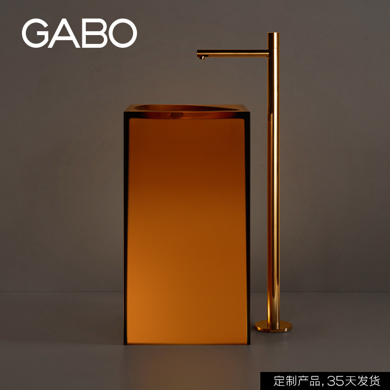 观博GABO 落地式洗手盆透明树脂立柱盆卫生间彩色洗面盆 T10241