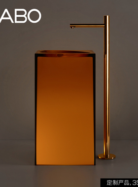 观博GABO 落地式洗手盆透明树脂立柱盆卫生间彩色洗面盆 T10241