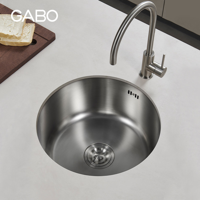 观博GABO 不锈钢圆形水槽洗菜盆厨房家用嵌入式单槽洗碗池 SC318