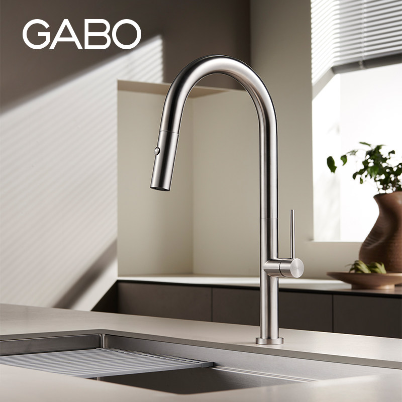 观博GABO 家用厨房水槽龙头可旋转抽拉洗菜盆冷热水龙头 18E016B