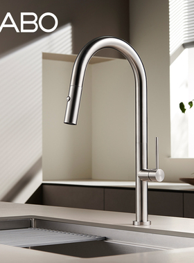 观博GABO 家用厨房水槽龙头可旋转抽拉洗菜盆冷热水龙头 18E016B