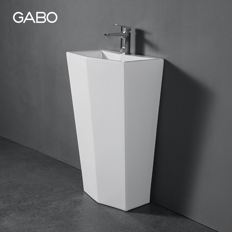 观博gabo个性陶瓷立柱盆一体落地式洗手台盆卫生间洗面盆 10323
