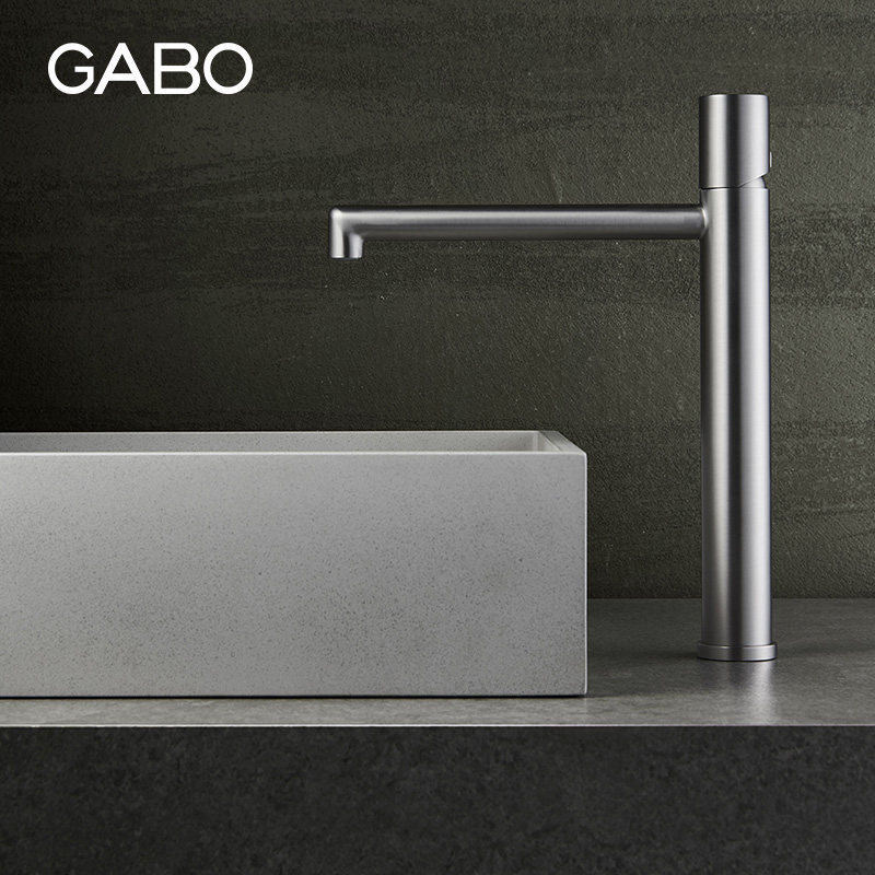 观博GABO 洗脸盆冷热水龙头加高台上盆龙头不锈钢坐式龙头 18M012