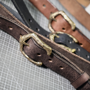 3.3 皮带 手工皮带意大利头层植鞣头层牛皮腰带纯铜扣复古男士 工装