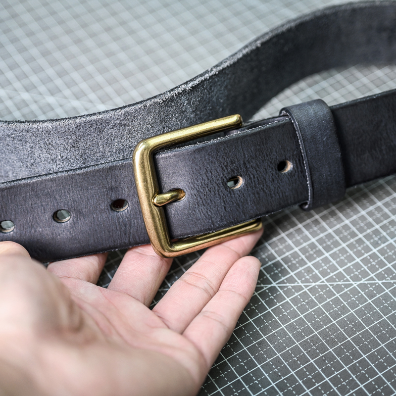 牛仔裤带纯铜针扣实心手工复古