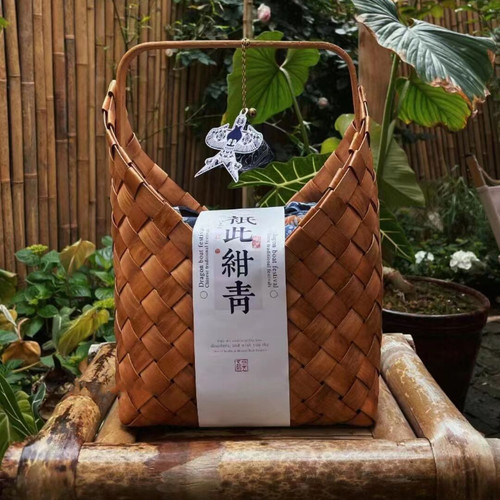 中秋节包装伴手礼礼盒手工竹木编织手提篮竹篮食品包装礼篮手提