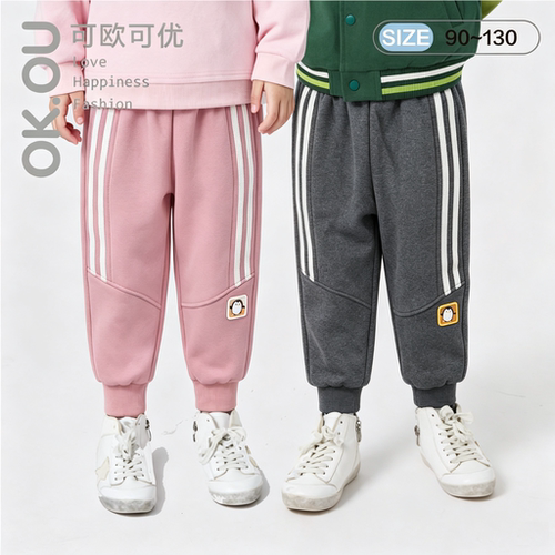 可欧可优OKOU男女童秋冬加绒裤子丽家宝贝不倒绒长裤