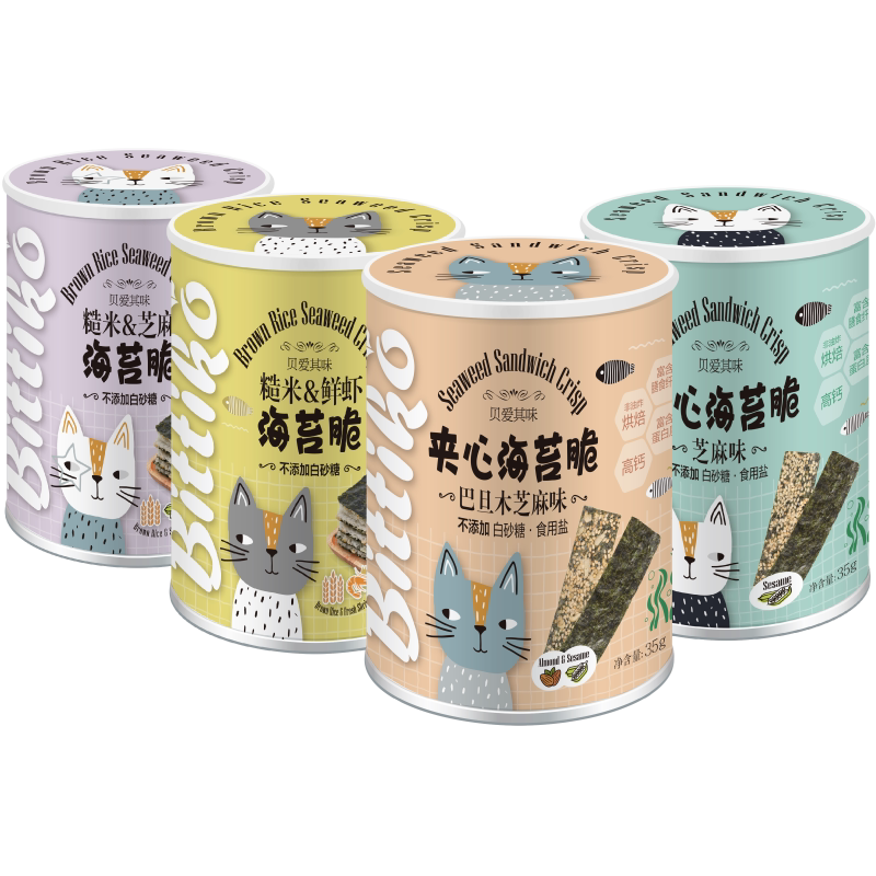 贝爱其味海苔夹心海苔脆儿童即食大片海苔儿童零食35g丽家宝贝